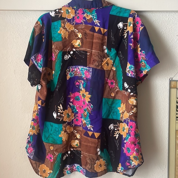 Vintage patchwork short sleeve button down shirt by Cabrais Plus Collection - Picture 8 of 8